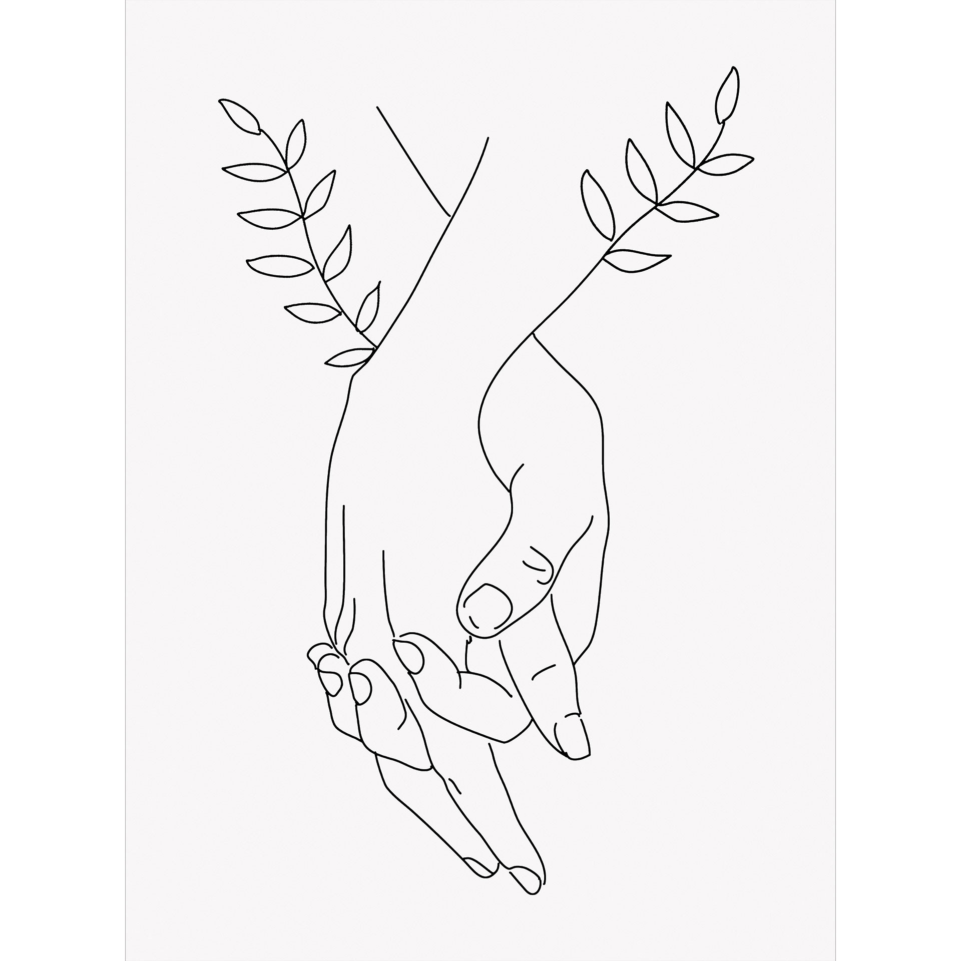 Fotobehang Line Art - Geliefden die elkaars hand vasthouden - Lizde