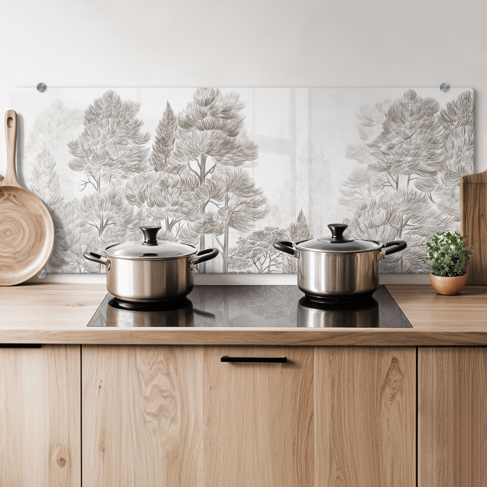 Spritzschutz Wald mit Waldlandschaft in Beige - Ms Tiff - Panorama
