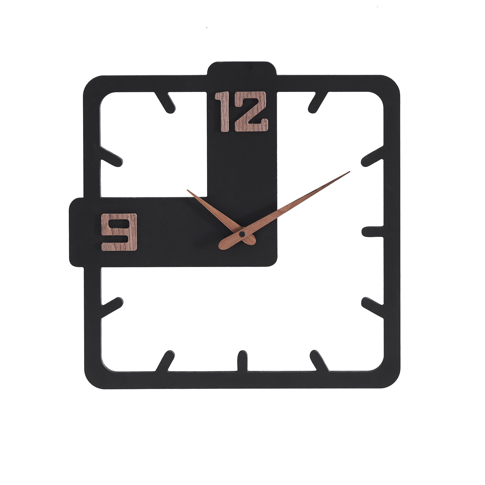 Holz-Wanduhr | MDF | mattschwarz, quadratisch, 40x40 cm