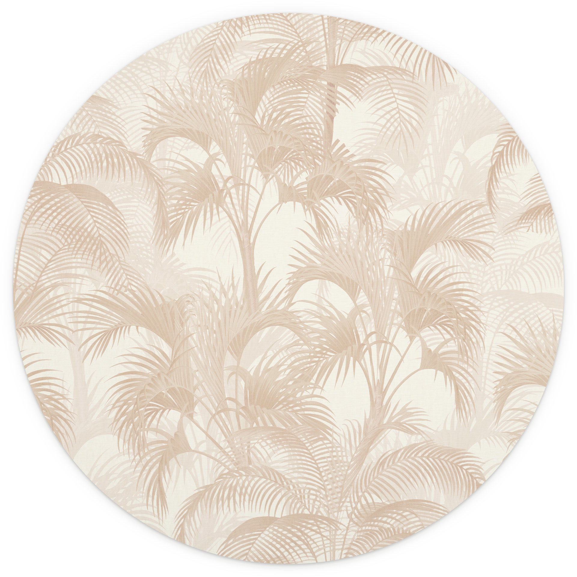 Fotobehang palmbomen in de jungle beige - Bloemdecor - Rond - zelfklevend/niet-geweven