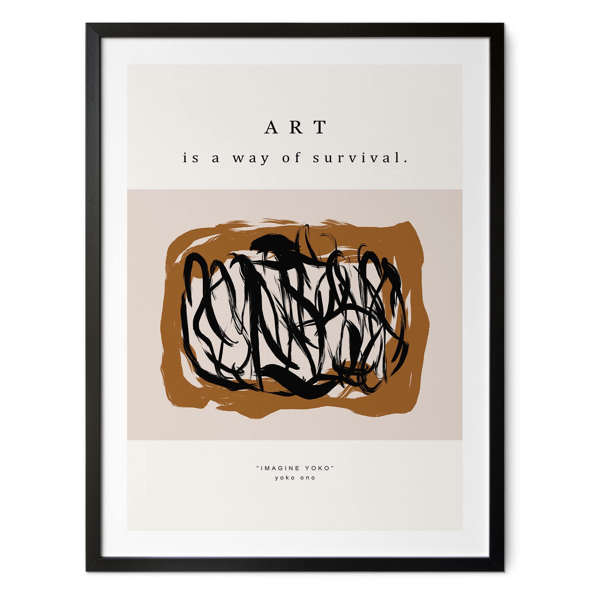 Plakat Black Brushstrokes - Imagine Yoko - Treechild