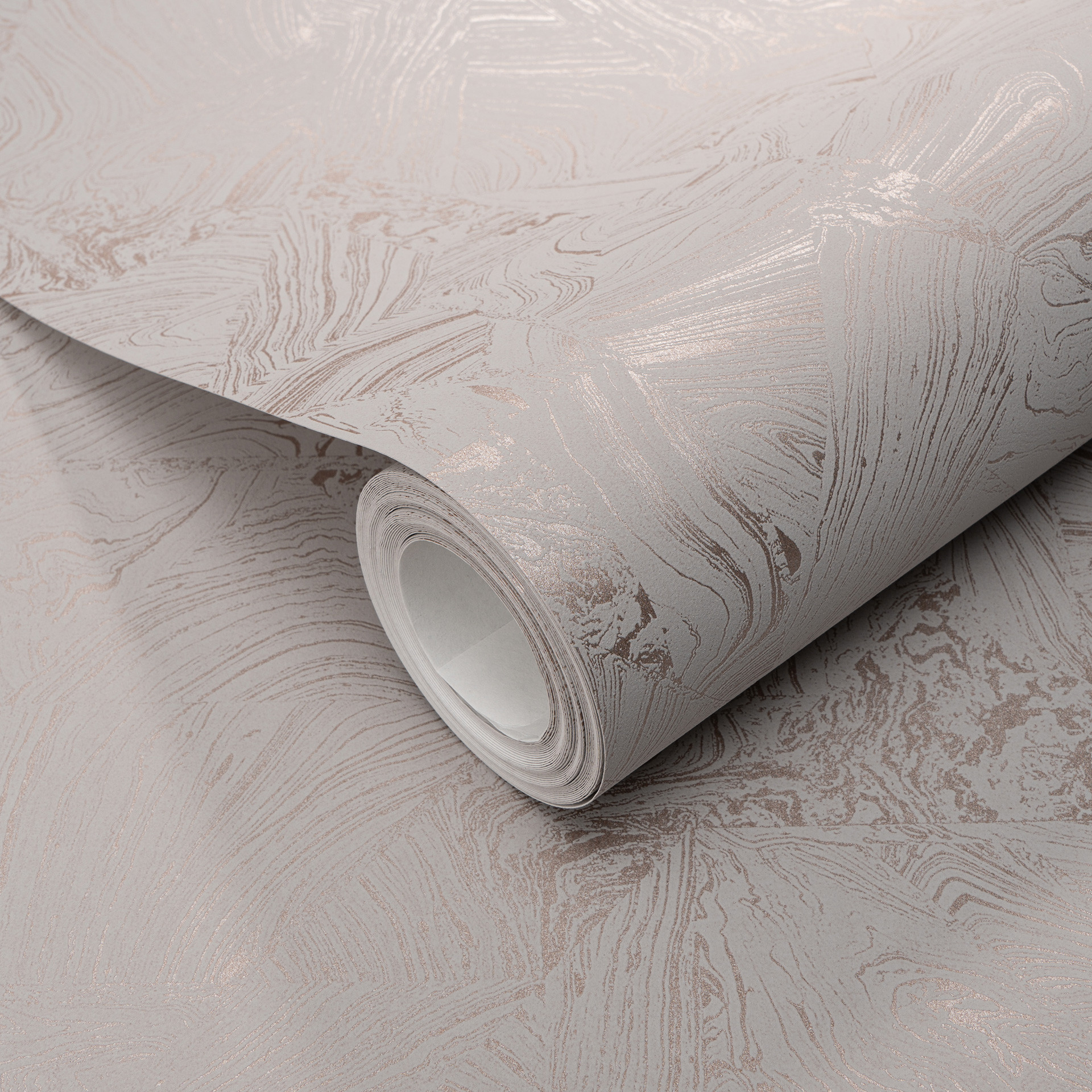 PVC-vrij grafisch vliesbehang met marmer look en metallic effect in taupe