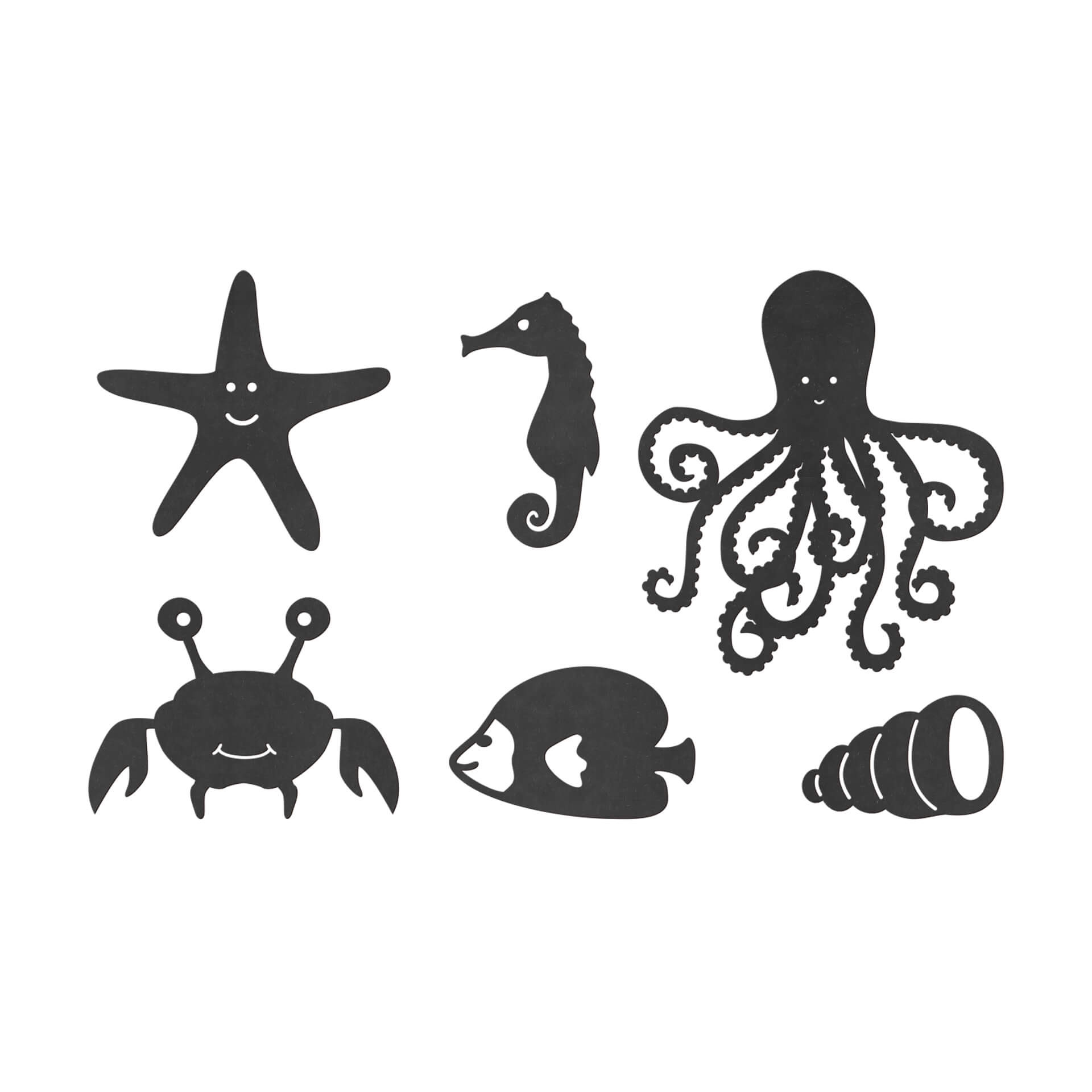 MDF Decoratie Zeedieren (totale afmeting 50x30 cm)