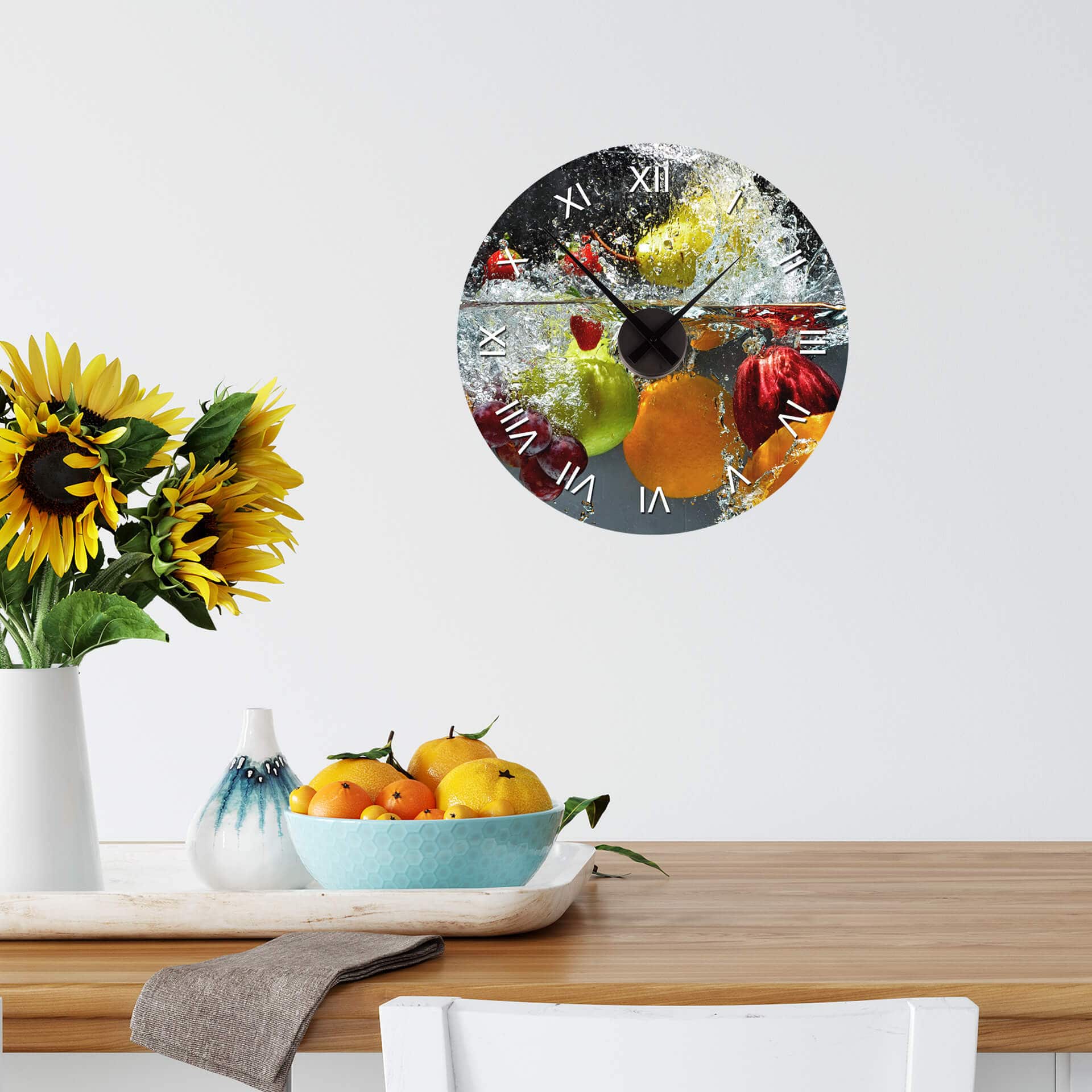 Muursticker met Klok - Verfrissend Fruit