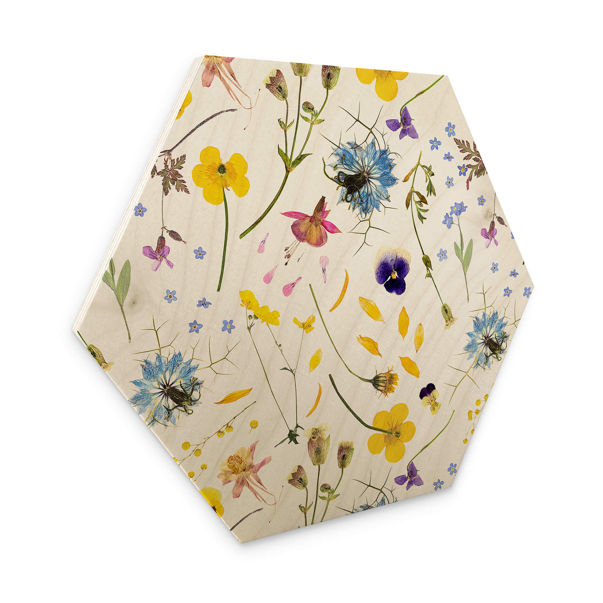 Hexagone - Bois UN Designs - Fleurs séchées