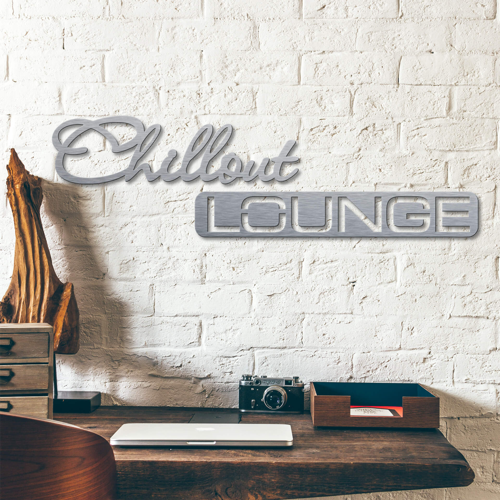 Aluminiowe litery Dibond - efekt srebra - Chillout Lounge