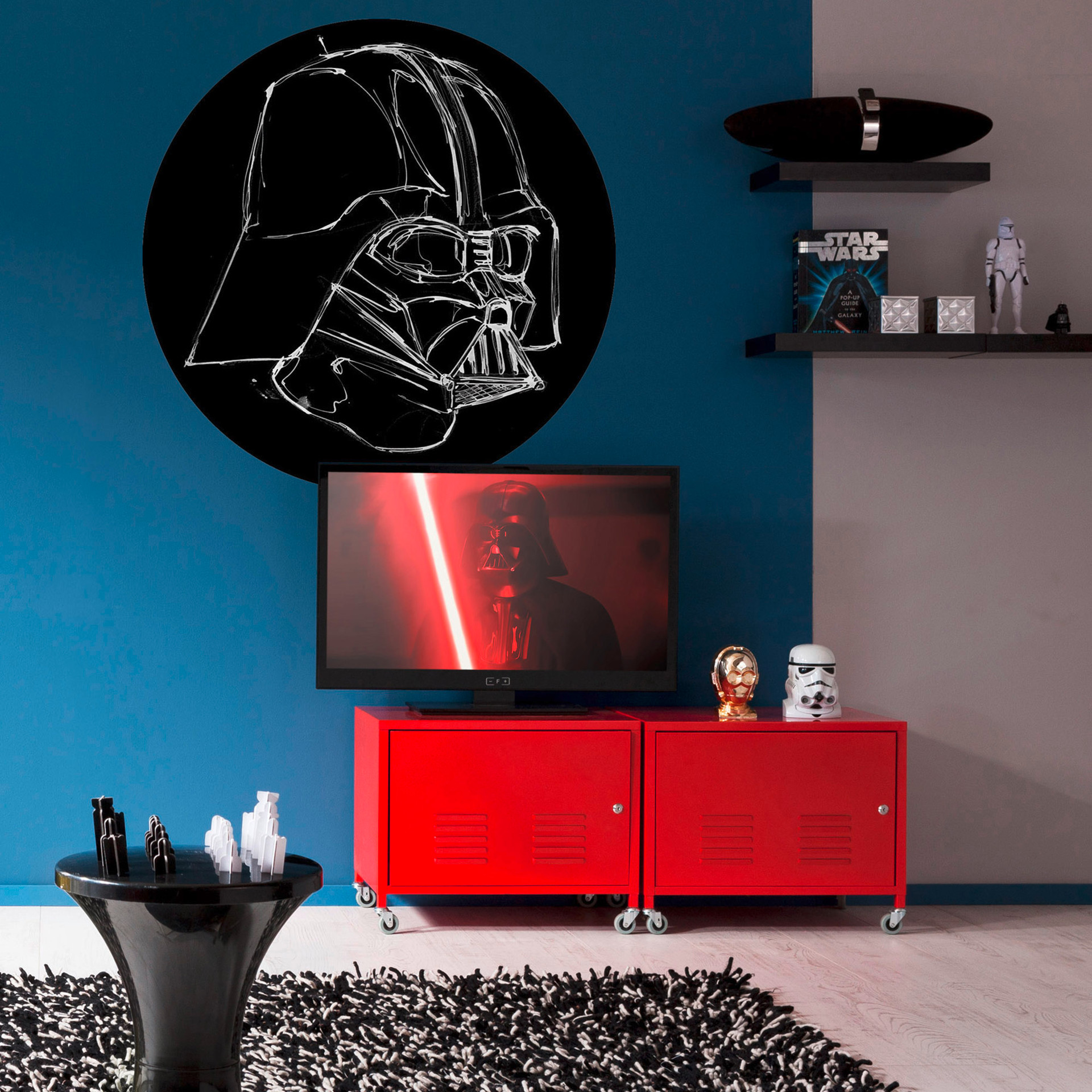 Selbstklebende Vlies Fototapete - Star Wars Ink Vader - 125 x 125 cm
