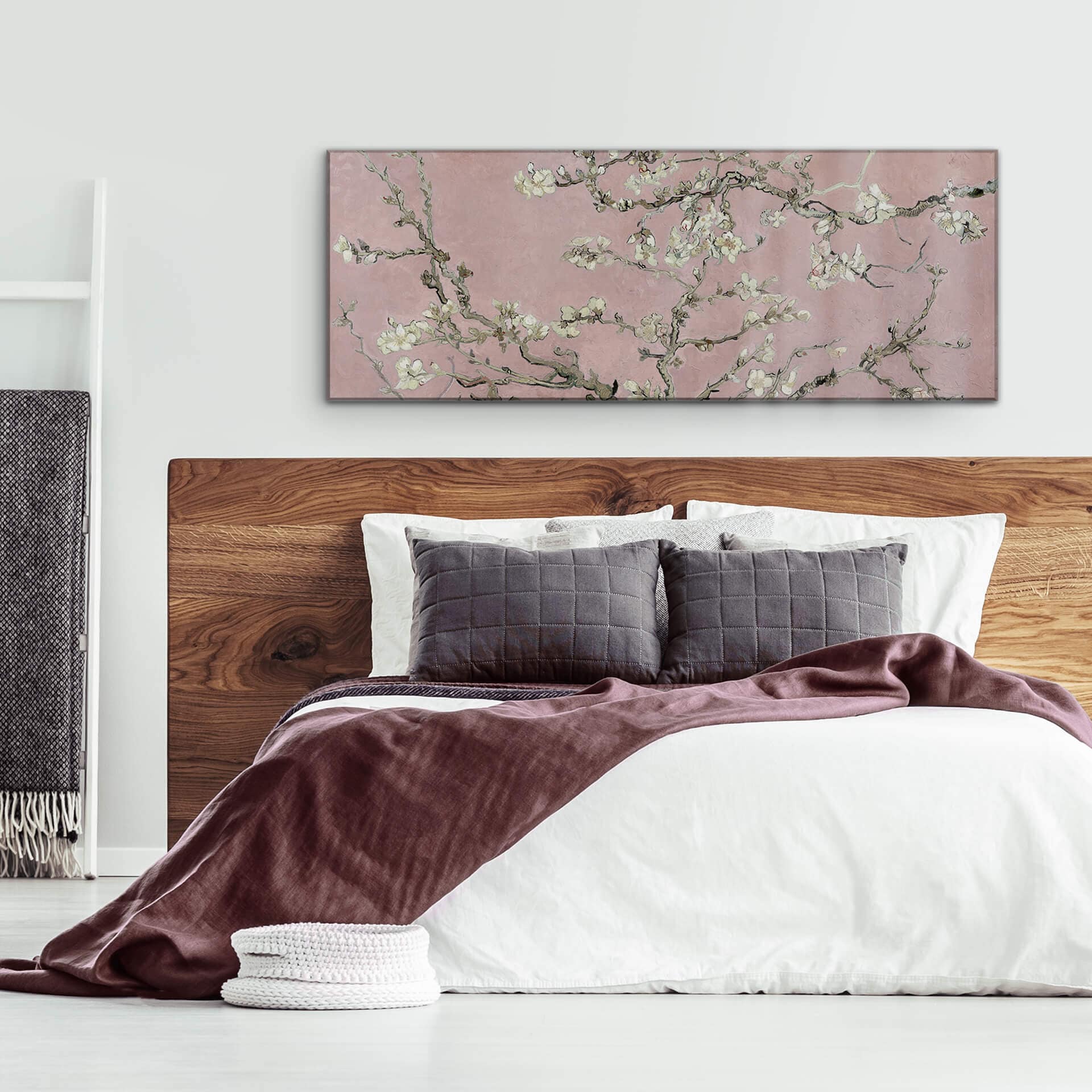 Wandbild van Gogh - Mandelblüte - rosé - Panorama - Alu-Dibond