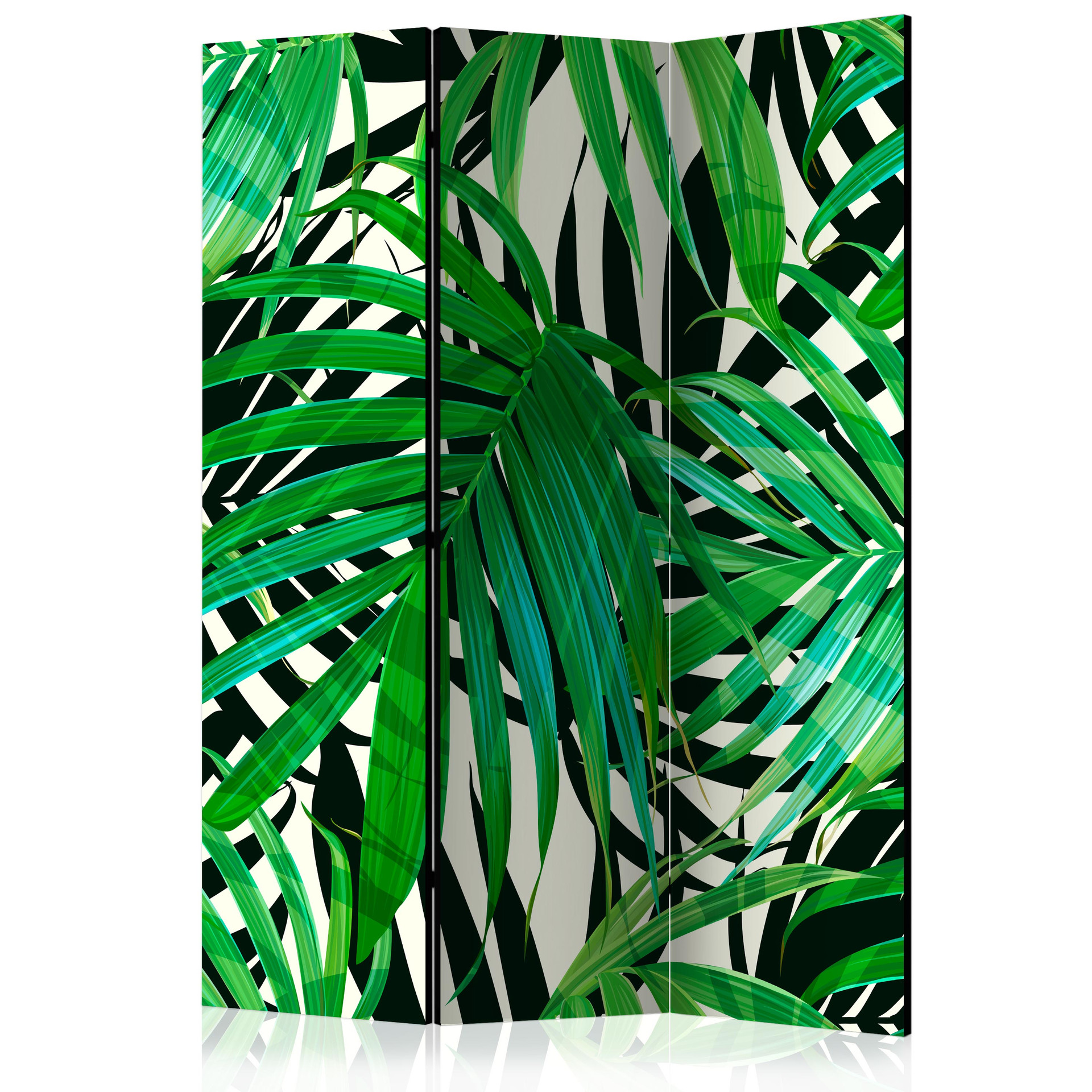Screen room divider - Tropiske blade, 3-delt