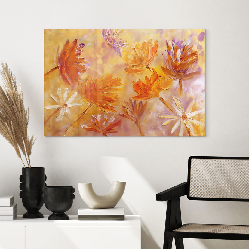 Glasbillede - Golden Flower Rush - Pomata