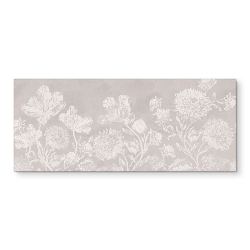 Blomstret stænkplade til køkken med vilde blomster i kridtlook beige - Bloomery Decor