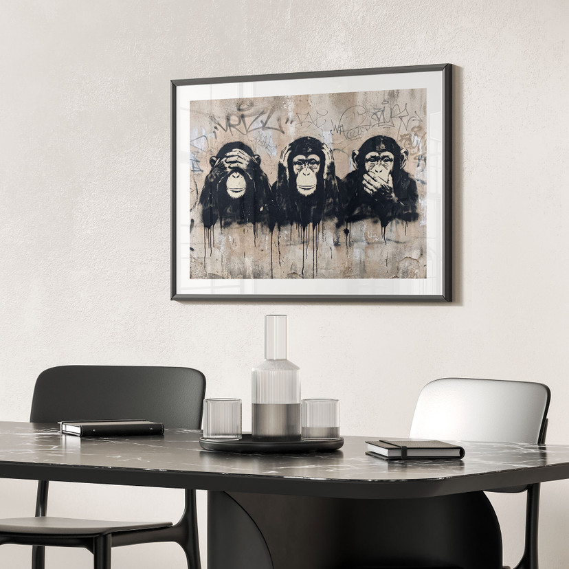 Poster Drie Apen Streetart Graffiti - Magnusson