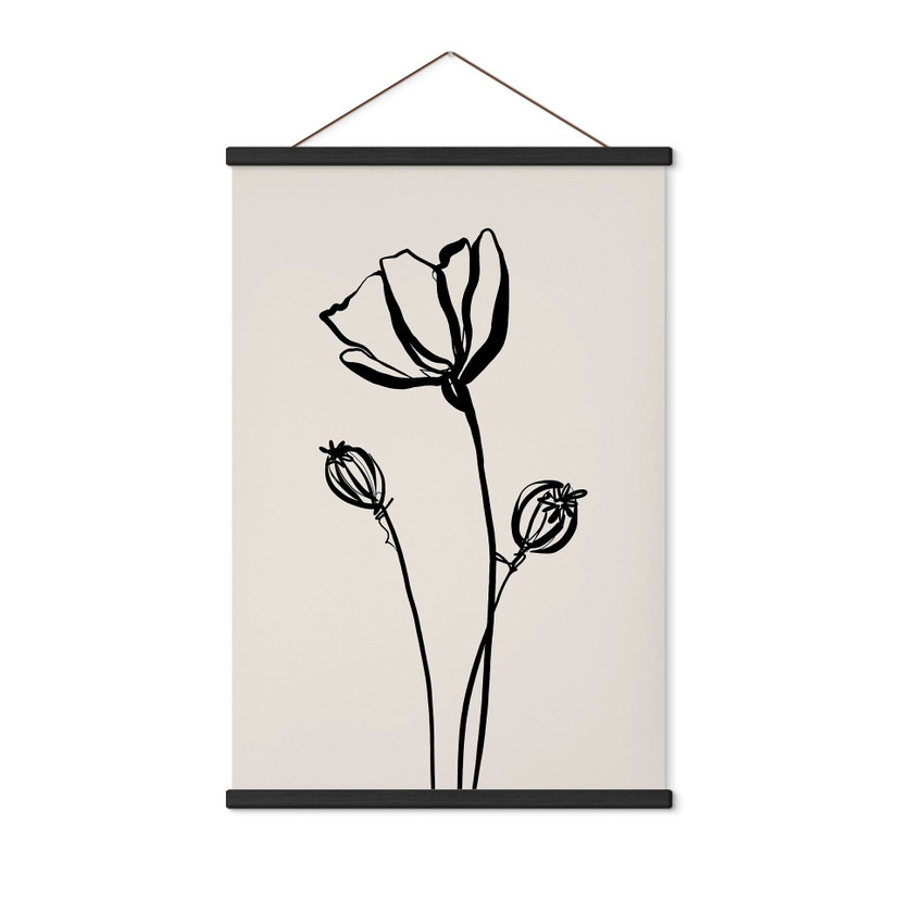 Stoffbild Line Art Mohnblume - Cats & Dotz