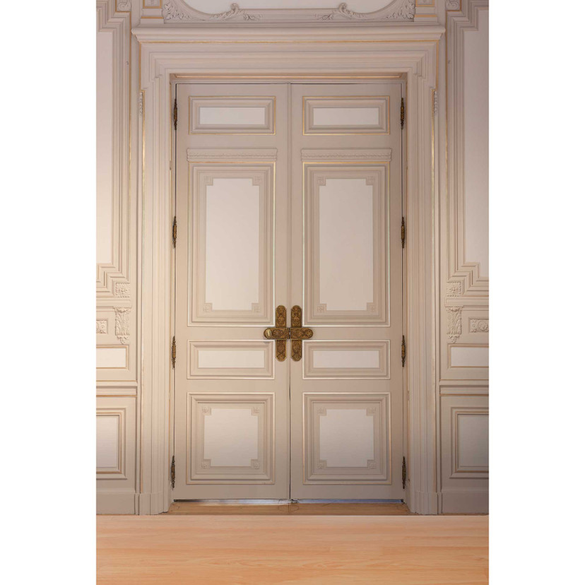 Papier peint double porte baroque beige - papier peint porte classique avec ornement - Papier peint