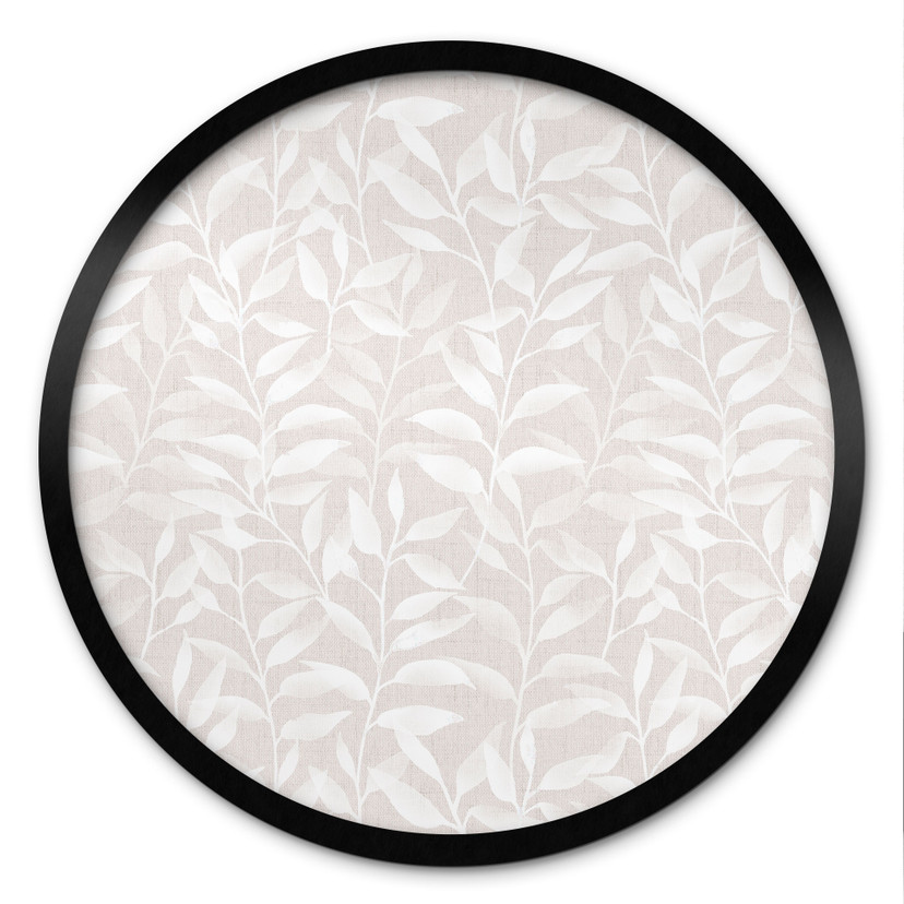 Plakat Delikatne Akwarelowe Liście - Delikatny Beż - Bloomery Decor - Okrągły