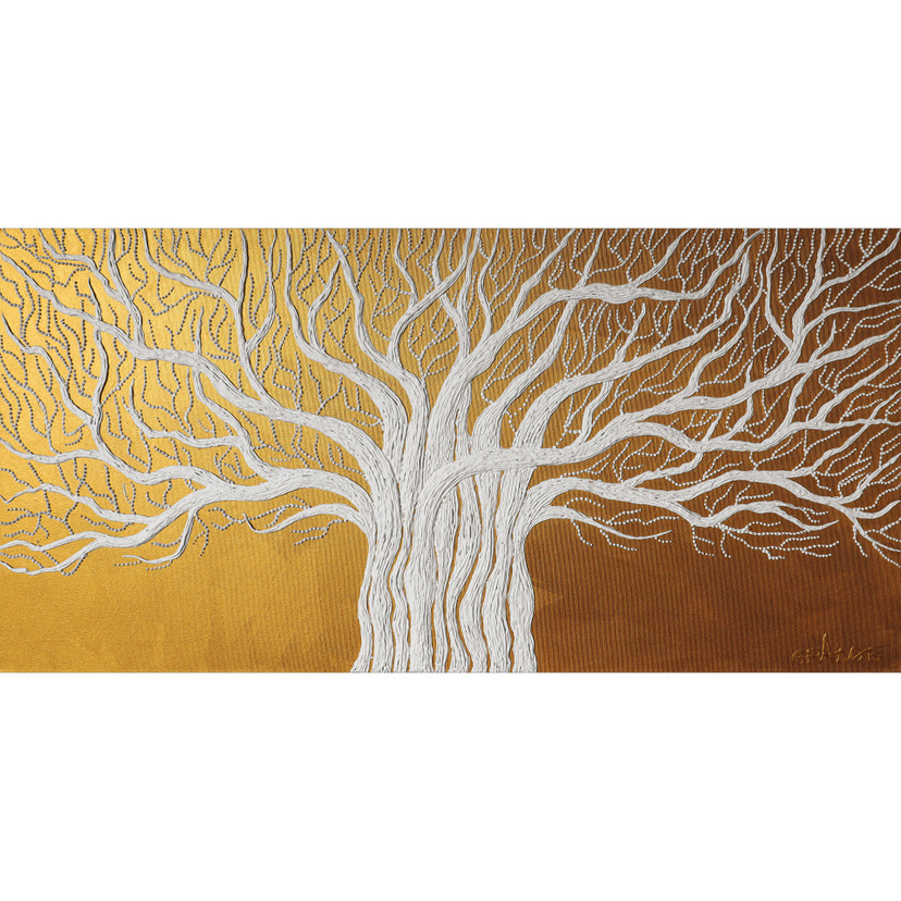 Papier peint arbre de vie blanc abstrait - Grande