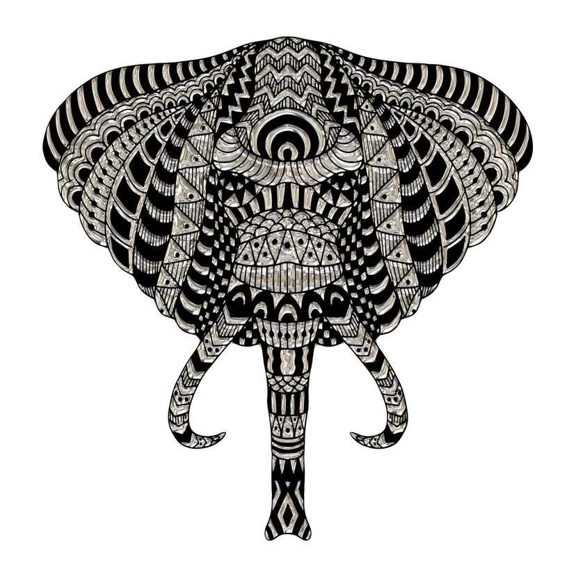 Sticker mural tête d'éléphant 01