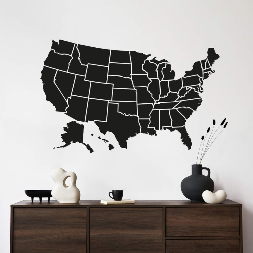 Sticker mural - Carte des 50 États des USA