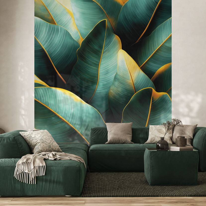 Papier peint feuilles de bananier exotiques | papier peint jungle - Jaszke