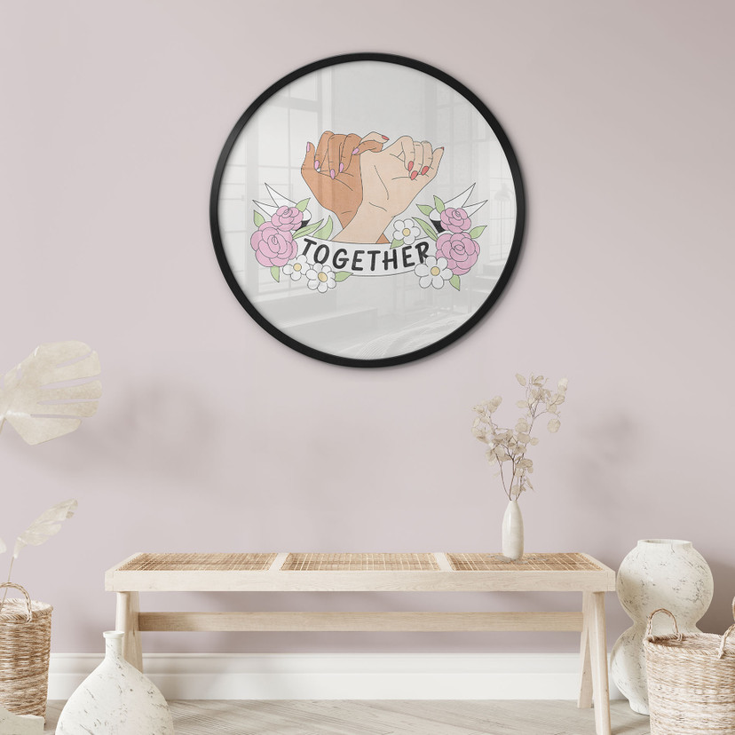 Poster Together Sisterhood Floral Hände - Rund