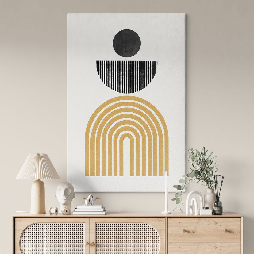 Leinwandbild Abstrakte Komposition mit Kreis und Halbbogen - The Miuus Studio