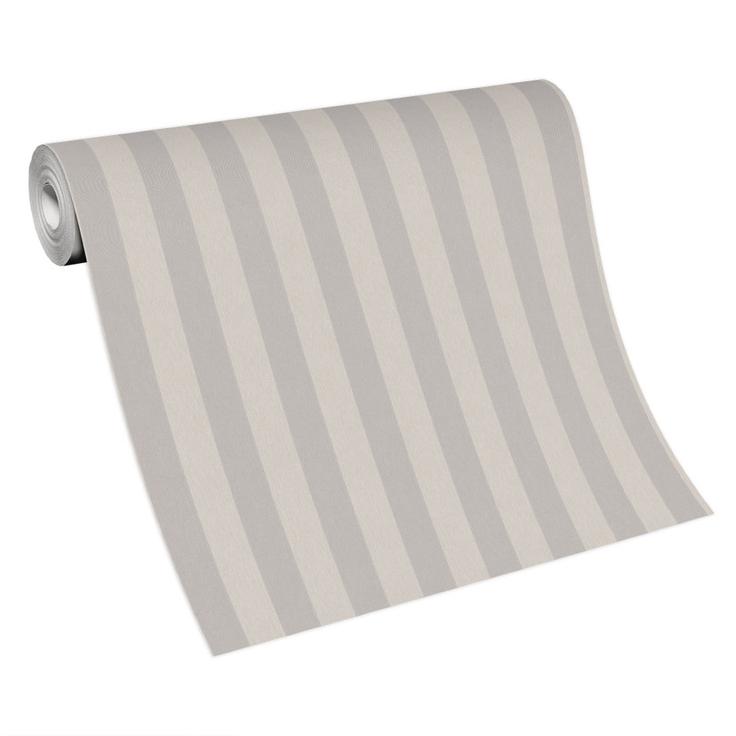 Tapeta w paski, tapeta z włókniny Erismann Versailles taupe, srebrna