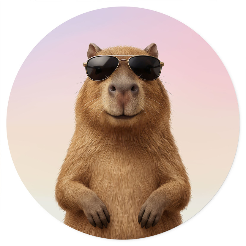 Wandtattoo Cooles Capybara mit Sonnenbrille - Rund