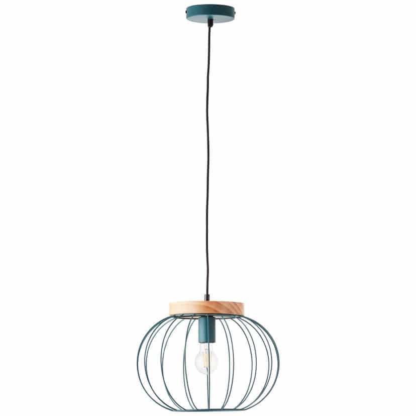 Pendelleuchte Oliver, blau, 130 x 35,5 cm, Holz Pendelleuchte
