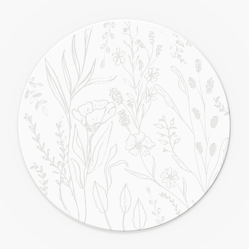 Akrylbillede, vinduesbillede til at hænge vilde blomster i line art-stil - rund