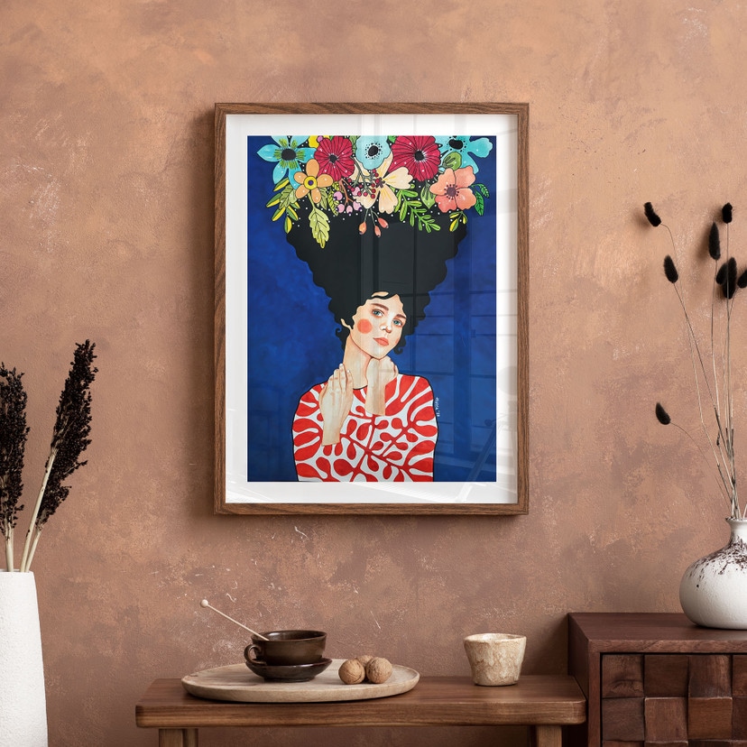 Poster Femme avec des fleurs dans les cheveux - Hülya