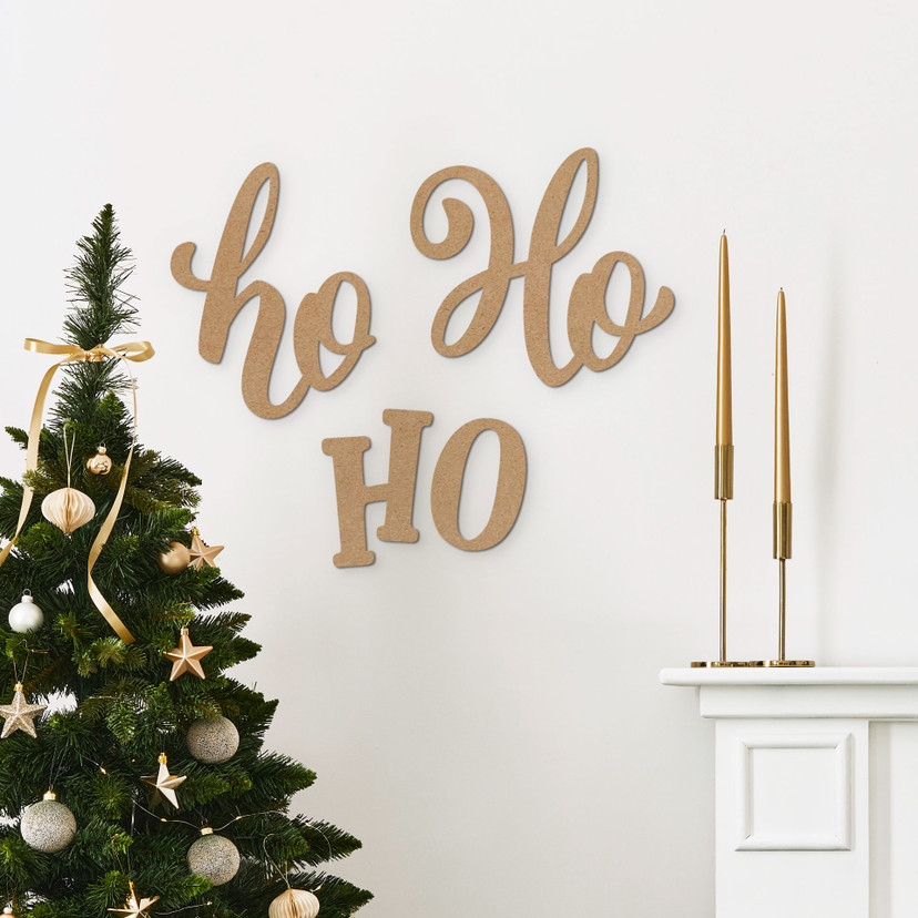 3D Schriftzug Weihnachten - Ho Ho Ho - MDF Natur