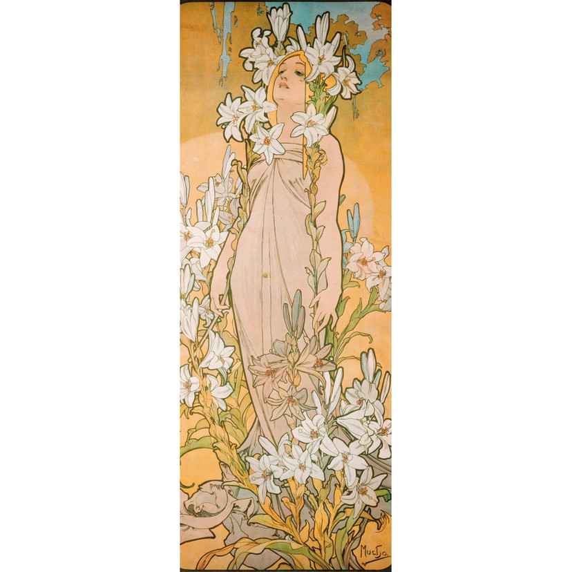 Papier peint photo Mucha - Les lilas - 96x260 cm