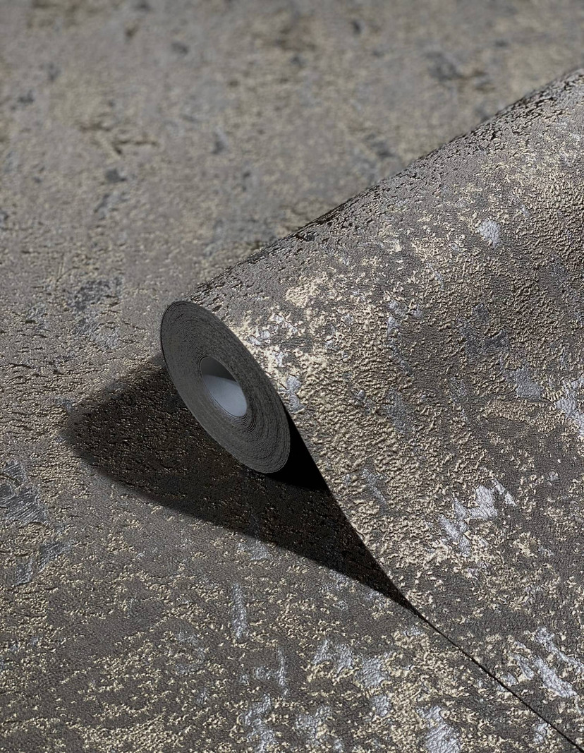 Tekstureret non-woven tapet brun, guld