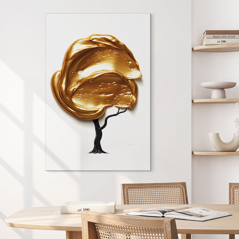 Tableaux Arbre avec couronne dorée 3D - Mielu - Alu-Dibond