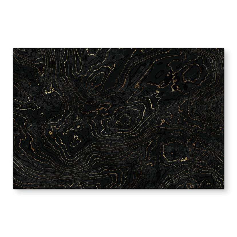Stampe per pareti Linee astratte nero-oro - Amini - Alu-Dibond