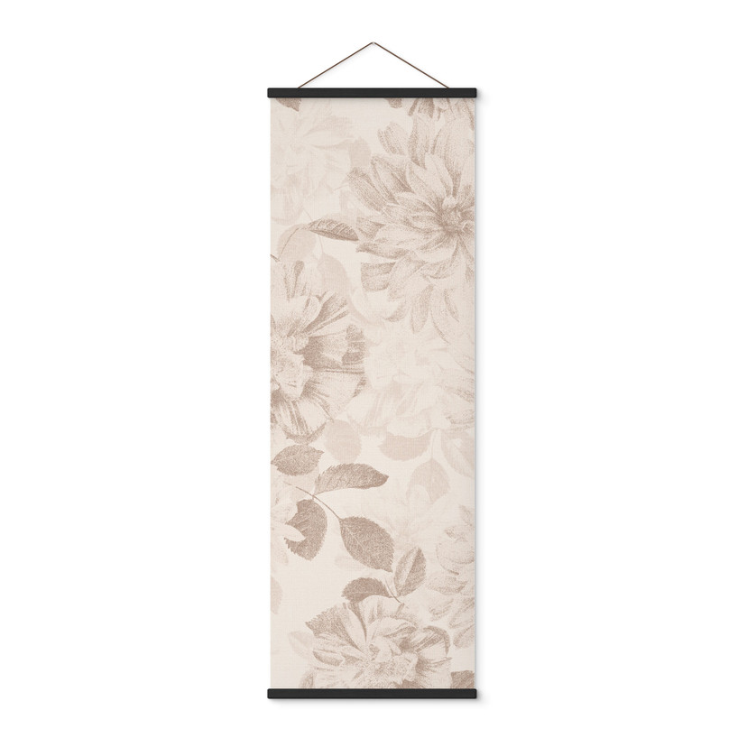Stoffbild Dahlien Shabby Chic Beige - Bloomery Decor - Panorama