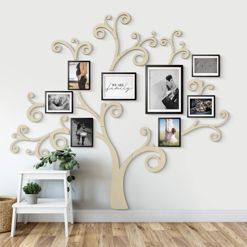 Décoration en bois - Arbre courbé (20 parties) - Placage de peuplier