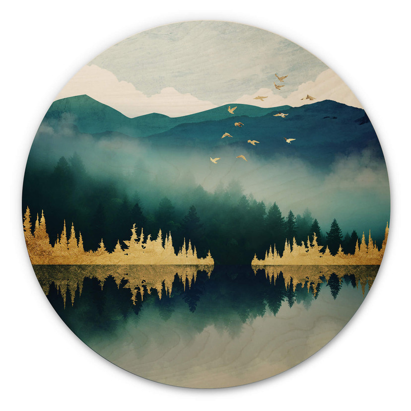 Holzbild SpaceFrog Designs - Morgenruhe - Rund