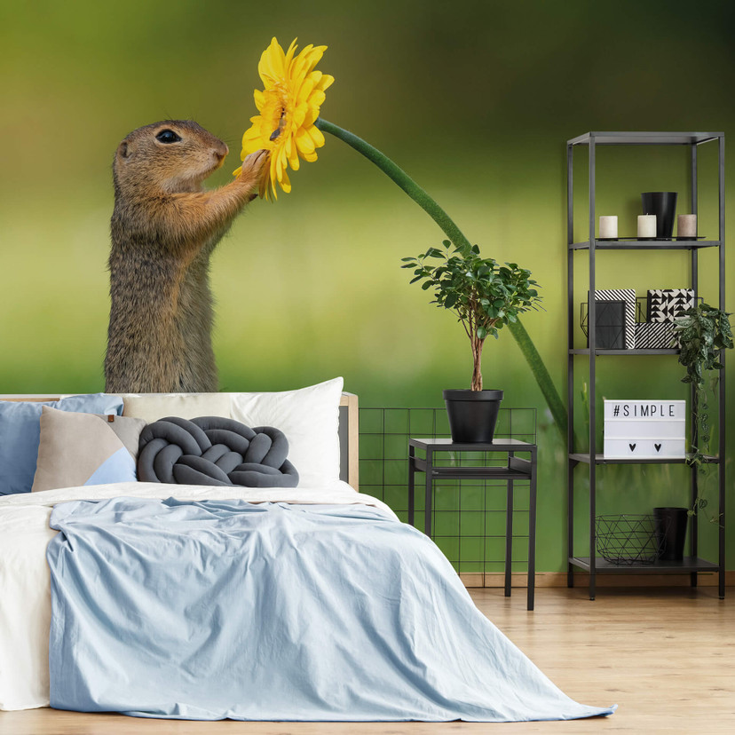 Fototapet - van Duijn - Egern med blomst