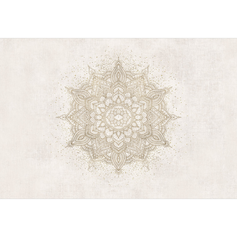 Papier peint photo Mandala - ornement boho aspect lin - Bloomery Decor