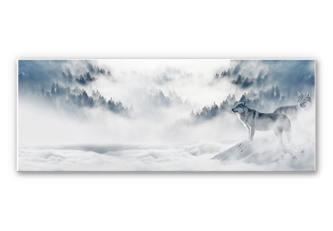 Wandbild - Wölfe im Schnee - Panorama