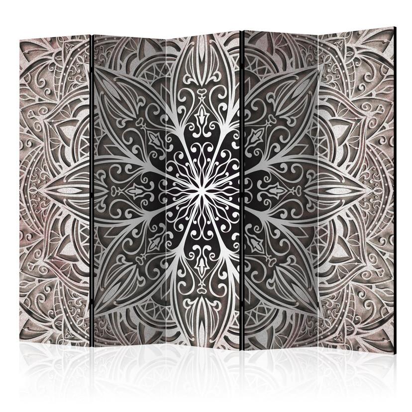 Paravent Séparation de pièce - Plumes (rose) , 5 pièces - 225x172 cm