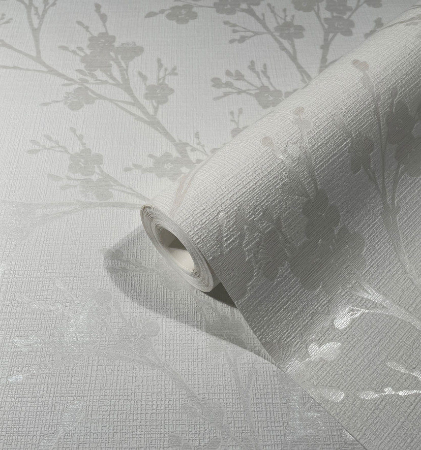 Blomstertapet, non-woven tapet Novamur Yvi hvid