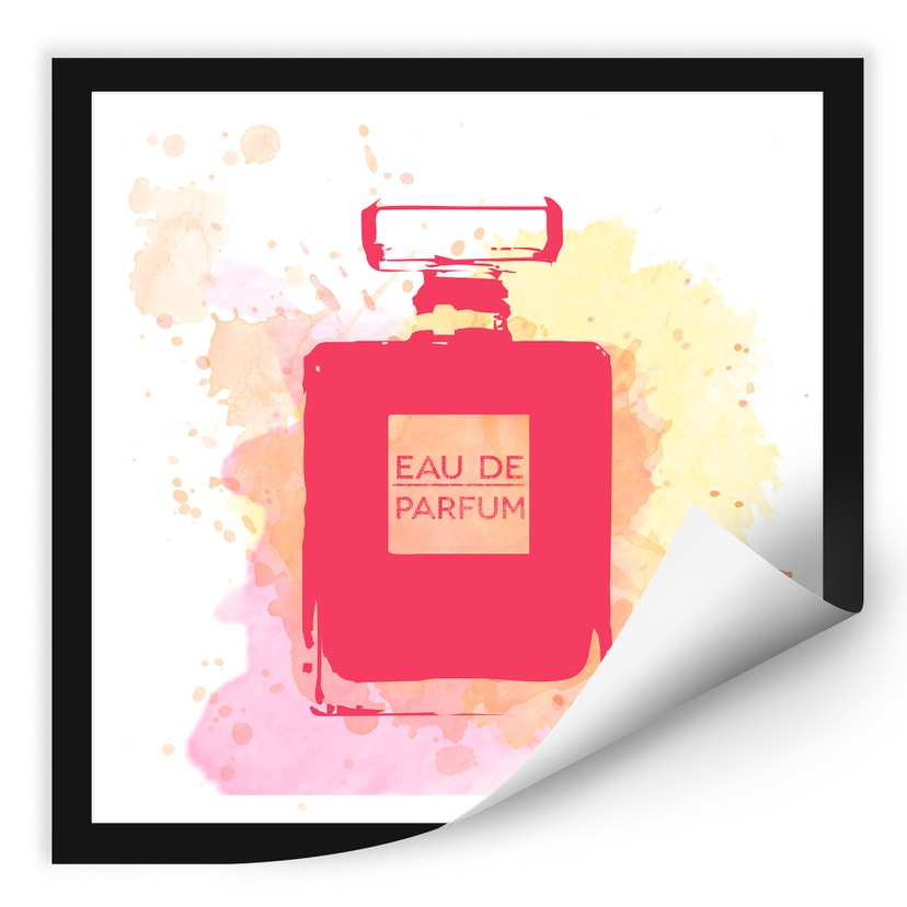 Zelfklevende Poster  Eau de Parfum Aquarel - pink