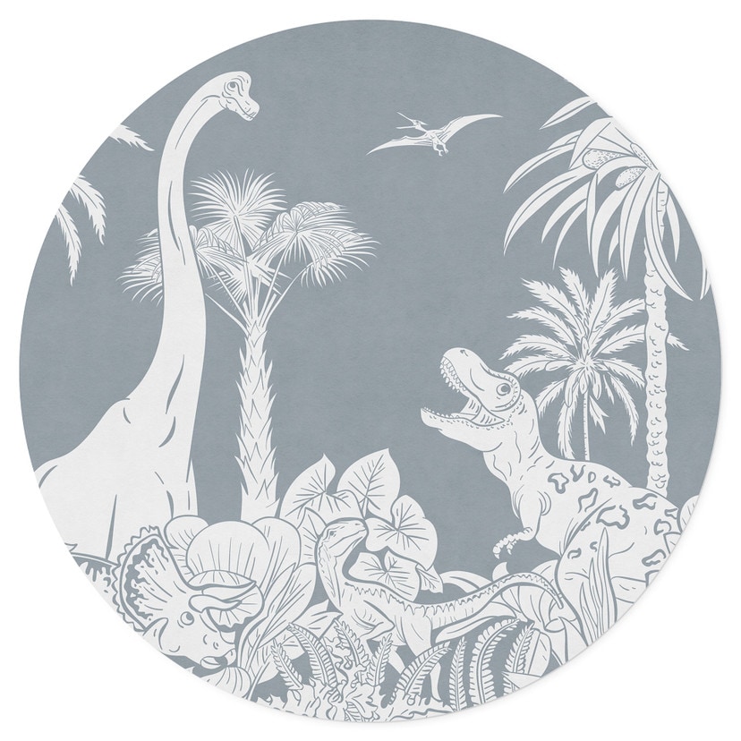 Wallsticker I dinosauriernas land - Blå - Kikki Belle - Rund