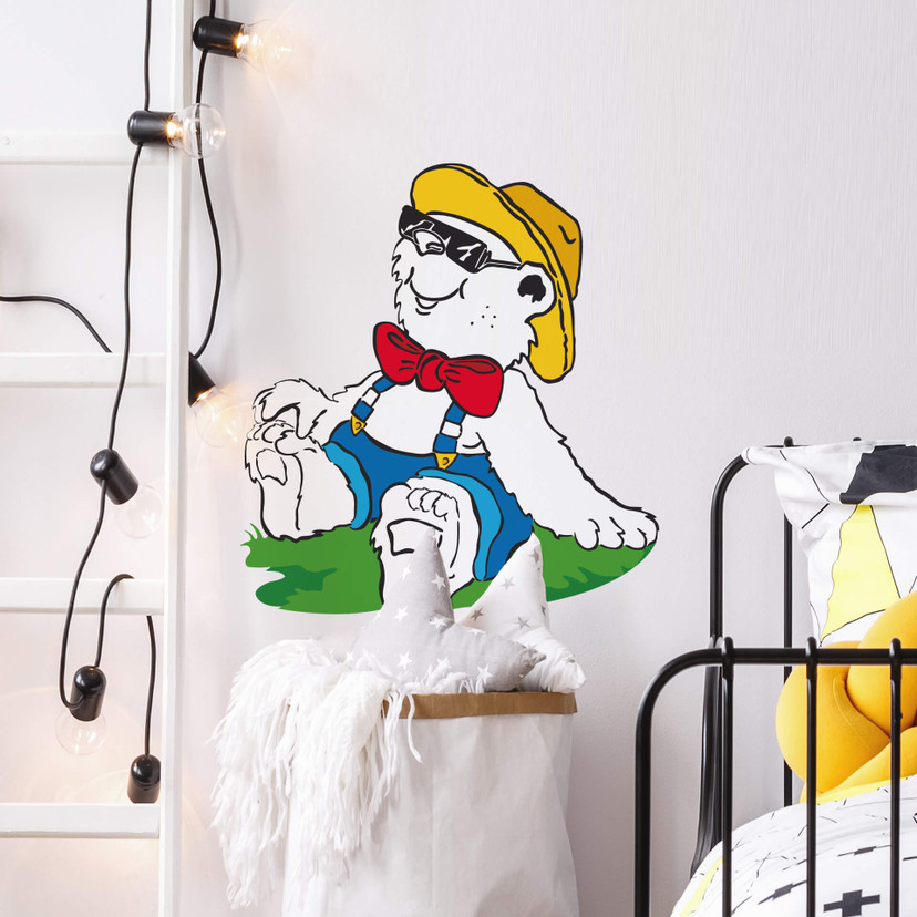Wallsticker Bjørn med Sommerhat