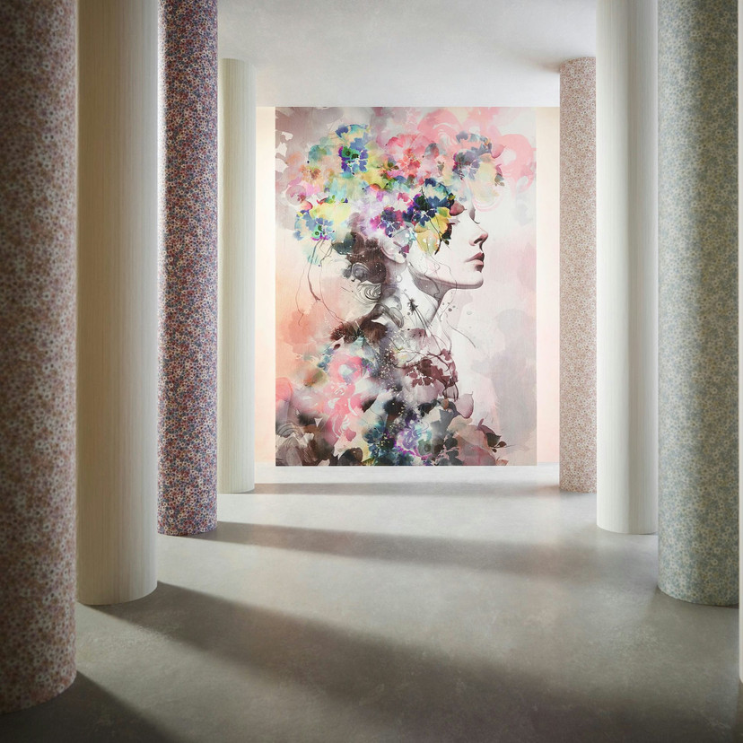 Papier peint photo visage, fleurs Crush Designer en multicolore 2,70 x 1,98m