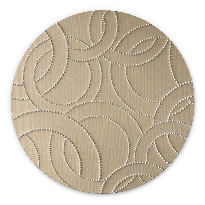 Billede Abstrakte ringe beige - Grande - rund – print på aluminium (Alu-Dibond)