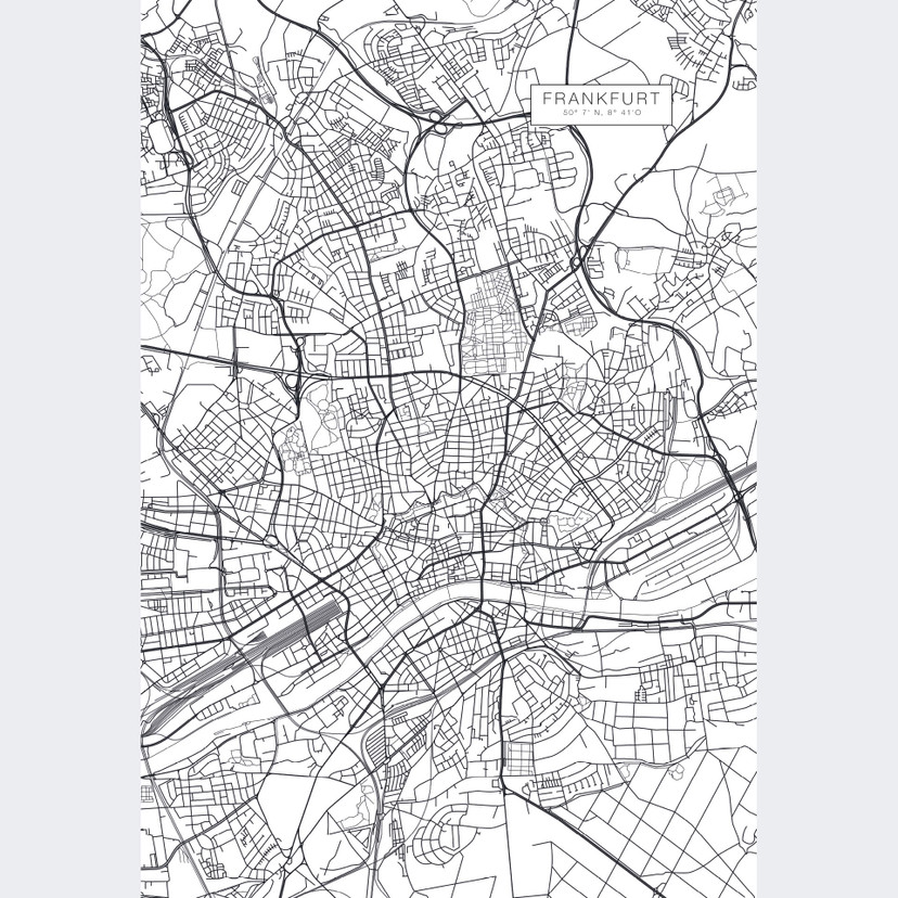 Fototapet - Kort over Frankfurt