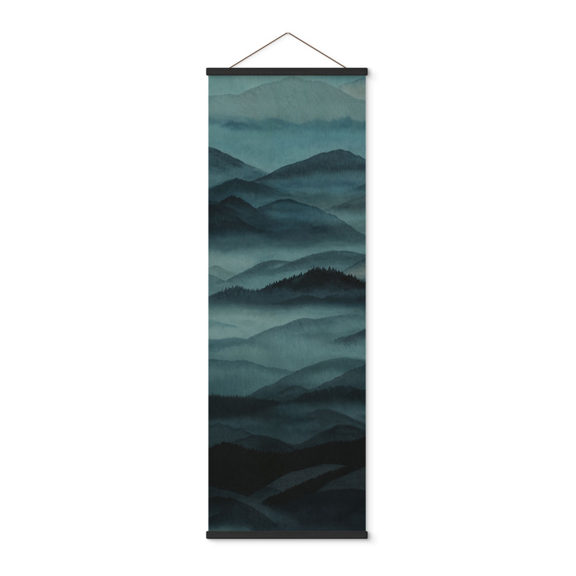 Textielposter Roerich Hills - Blauw Berglandschap - Sir Edward x Grigory Gladarev - Panorama